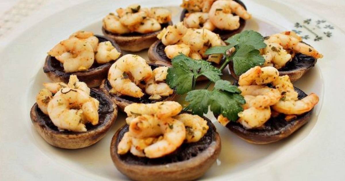 Champiñones rellenos de gambas al ajillo Cocina y recetas fáciles