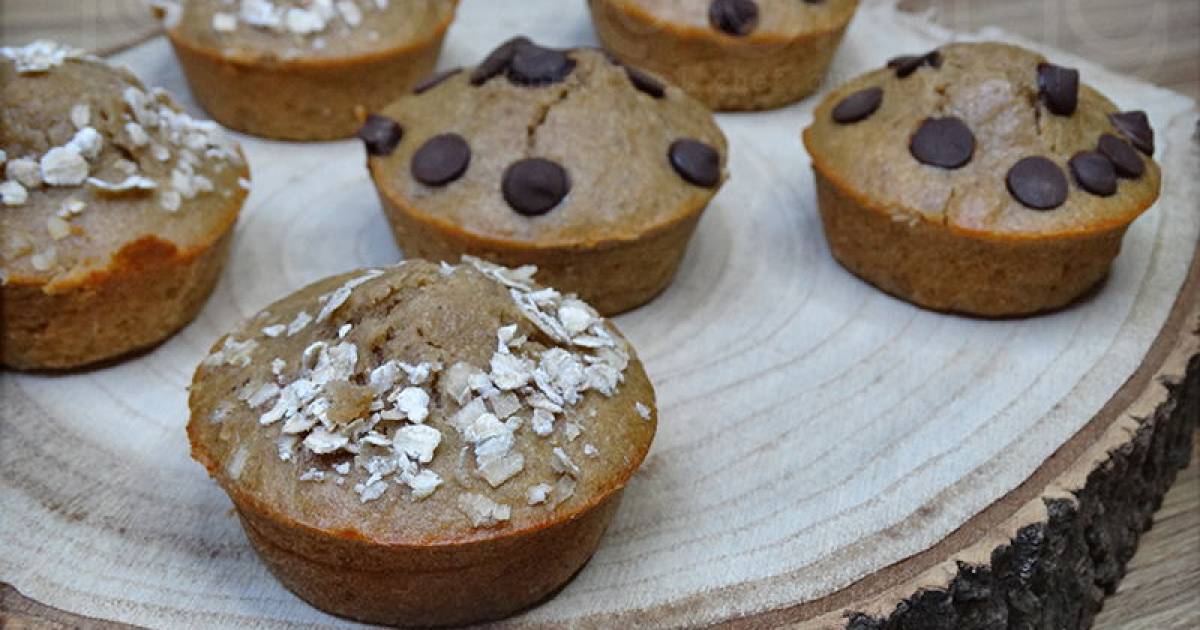 Muffins de avena y plátano saludables. receta sin lactosa y sin gluten