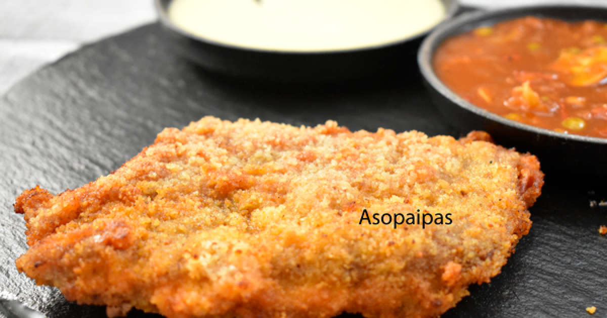 Cachopo asturiano con salsa de cabrales y de carne vídeo receta